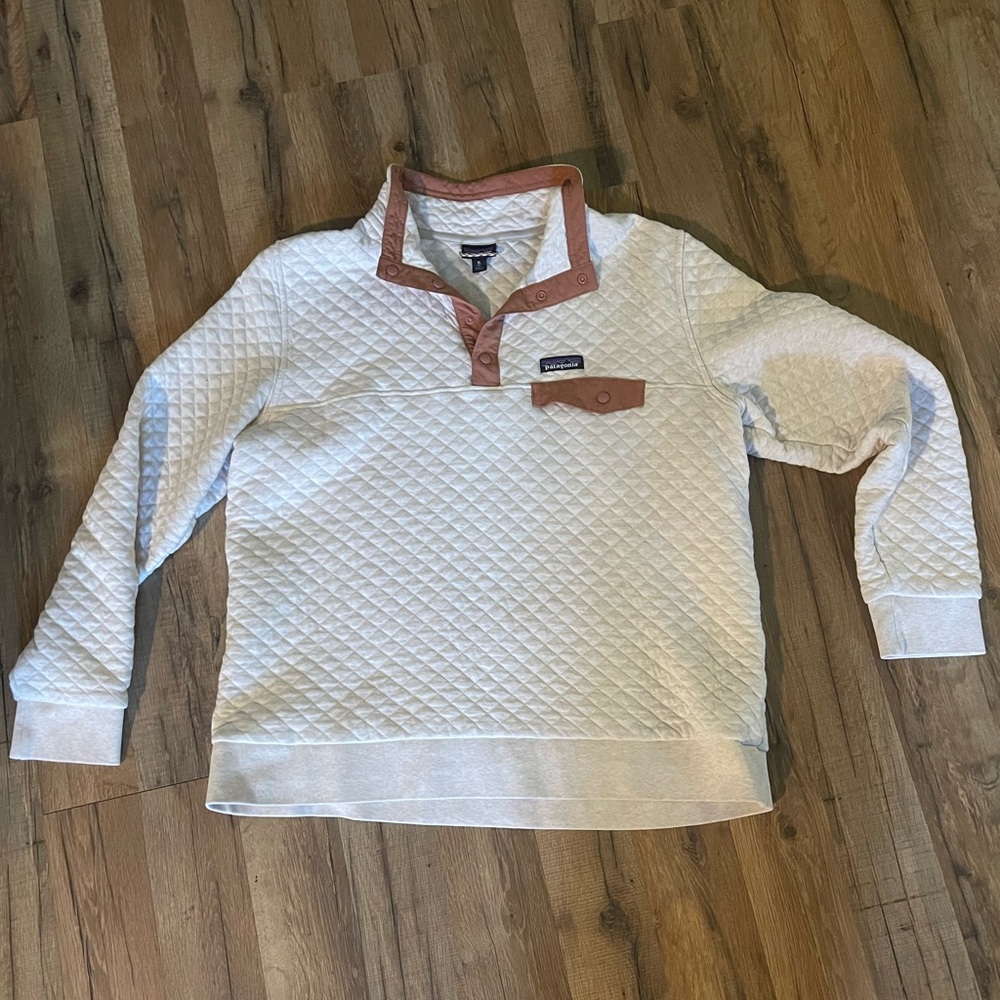 Patagonia Women’s Quilted Crewneck Sweater - Cream and Brown